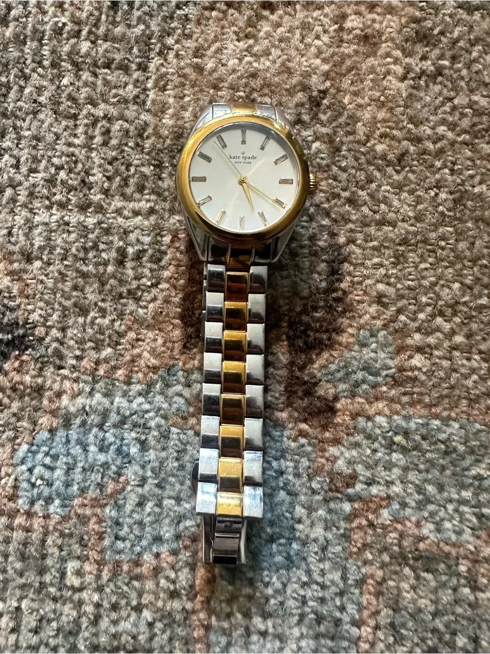 kate spade Two-Tone Gold & Silver Link Bracelet Watch with White Dial